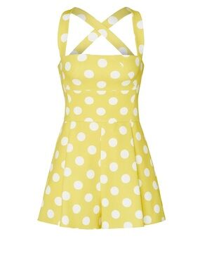 Black Halo Yellow Polka Dot Romper